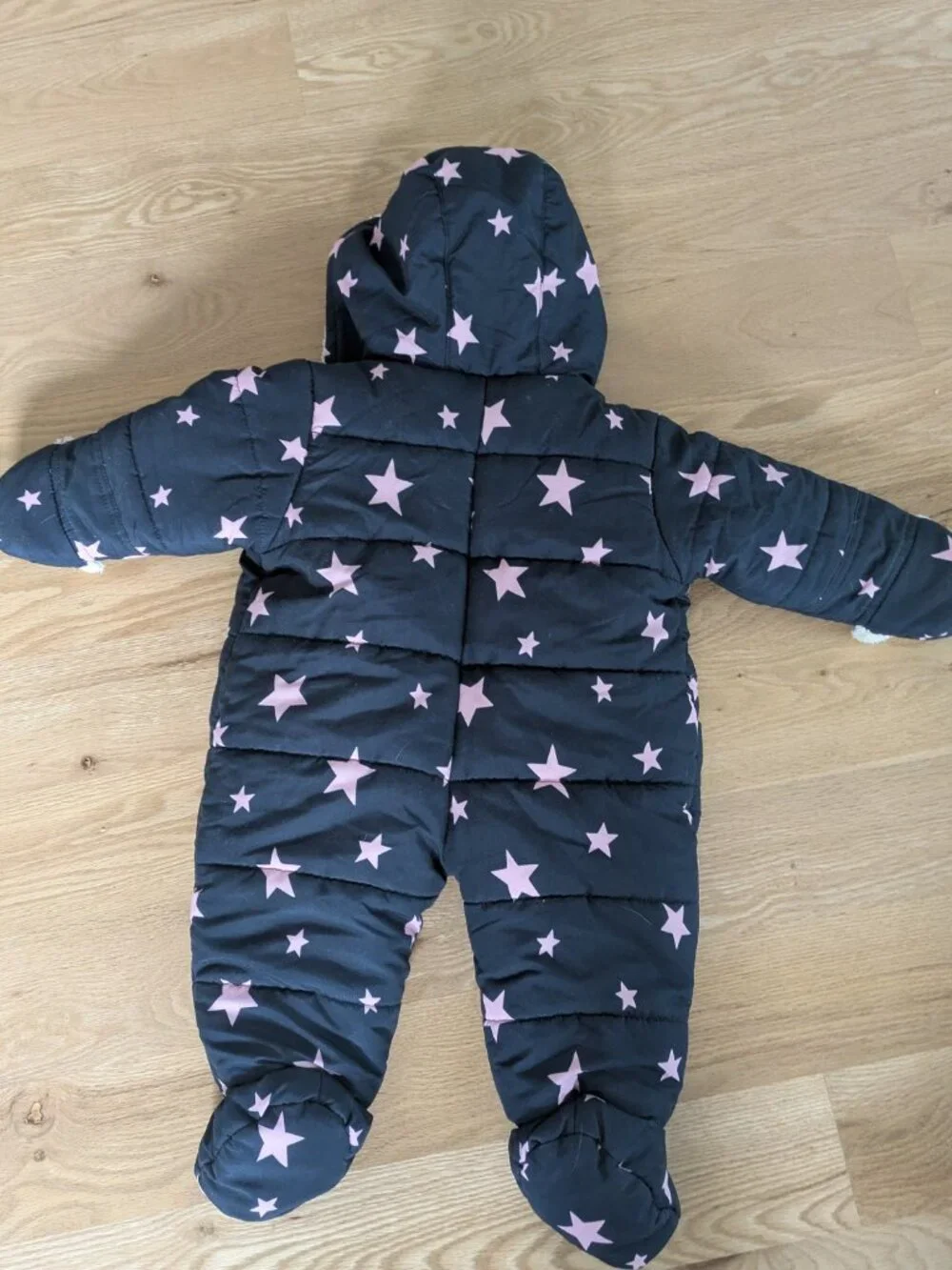 OshKosh B'gosh Navy Blue Pink Stars bunting one piece baby snowsuit
